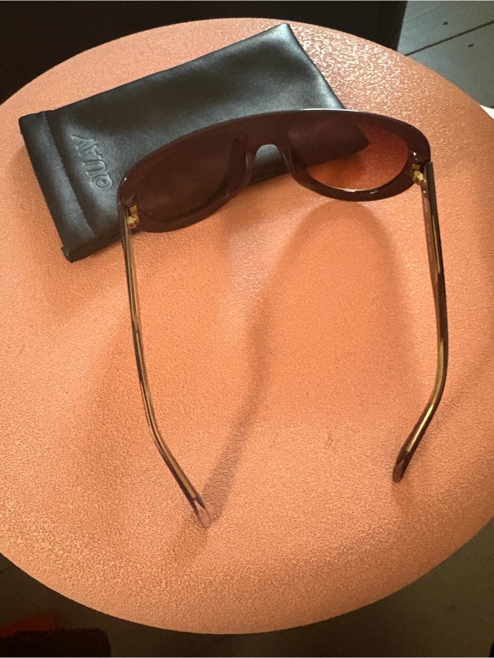 Quay Set List Aviator/Shield Sunglasses - Purple Frame, Dark Brown Camel Lens - Picture 6 of 11